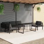 6 Peças Conjunto Lounge Jardim com Almofadões Alumínio Antracite - 3115925