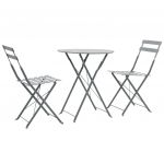 3 Peças Conjunto Bistrô Aço Cinzento - 44355