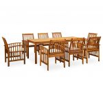 3058091 9 Piece Garden Dining Set With Cushions Solid Acacia Wood (45963+312128+2x312129) - 3058091
