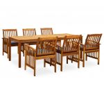 3058092 7 Piece Garden Dining Set With Cushions Solid Acacia Wood (45963+2x312131) - 3058092