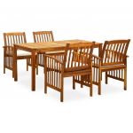 3058086 5 Piece Garden Dining Set With Cushions Solid Acacia Wood (45962+2x312128) - 3058086