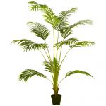 HomCom Palmeira Areca Artificial 170cm Planta Artificial com 11 Folhas Realistas e Vaso de Plástico Ø15x170 cm Verde