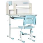 HomCom Conjunto de Secretária e Cadeira para Crianças com Altura Ajustável e Bancada Inclinável 80x52x88x109cm e 35,5x44,5x66-80cm