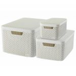 Curver 421844 "style" Storage Basket With Lid 3 Peças White 240652 - 421844
