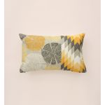 Hévoa Almofada Decorativa Amarela Padrão Étnico, Retangular 30x50 com Enchimento