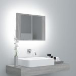 Móvel de WC Armário Espelhado com Leds Derivados de Madeira Cinzento Sonoma - 822842