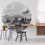 Wallart Papel de Parede Circular "landscape of Guadeloupe" 142,5 cm - 440370