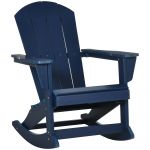 Outsunny Cadeira Adirondack Baloiço de Jardim de Hdpe para Varanda Pátio Carga Máxima 120kg 73,5x93x91,5cm Azul Escuro