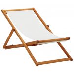 Cadeira Praia Dobrável Madeira de Eucalipto/tecido Branco Nata - 310314