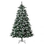 HomCom Árvore de Natal de 210 cm 2012ramos com Suporte Metálico Ponta Branca Artificial ?130x210 cm