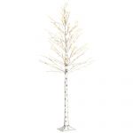 HomCom Árvore Cerejeira com 180 Luzes led IP4 Banco Quente com Luz Ajustável em 3 Modos 21,5x21,5x180cm Branco