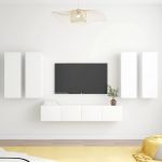 6 Peças Conjunto de Móveis de TV Contraplacado Branco - 3078680