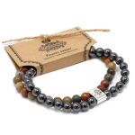 AWJewellery Pulseira Magnética com Pedras Preciosas Jaspe Picasso 10x4x3 (cm)