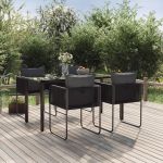 5 Peças Conjunto de Jantar para Jardim Preto - 3156496