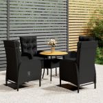 5 Peças Conjunto de Bistrô para Jardim Vime Pe Preto - 3058553