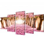 241574 Canvas Wall Print Set Cherry Blossom 100 x 50 cm - 241574
