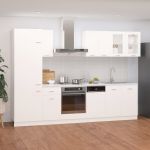 8 Peças Conjunto Armários de Cozinha Contraplacado Branco - 3067639