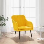 Cadeira com Apoio de Braços 63x76x80 cm Veludo Amarelo - 351460