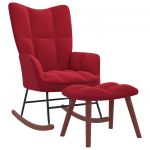 Cadeira de Baloiço com Banco Veludo Vermelho Tinto - 328155