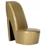 Cadeira Estilo Sapato de Salto Alto Couro Artificial Dourado - 248650