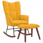 Cadeira de Baloiçar com Banco Veludo Amarelo Mostarda - 328157