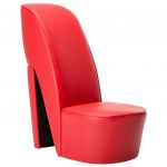 Cadeira Estilo Sapato de Salto Alto Couro Artificial Vermelho - 248646