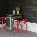 Esschert Design Cadeira de Bar Industrial Vermelho - 442365
