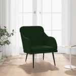 Cadeira com Apoio de Braços 63x76x80 cm Veludo Verde-escuro - 351456