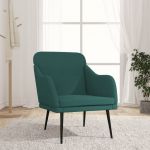 Cadeira com Apoio de Braços 63x76x80 cm Tecido Verde-escuro - 351478