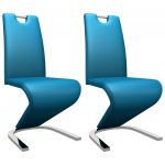 Cadeiras de Jantar Ziguezague 2 Peças Couro Artificial Azul - 282578