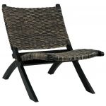 Cadeira Relaxante Vime Kubu Natural/madeira Mogno Maciça Preto - 285802