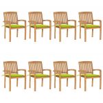 Cadeiras de Jardim Empiháveis com Almofadões 8 Peças Teca Maciça - 3073251