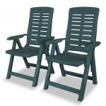 Cadeiras de Jardim Reclináveis 2 Peças Plástico Verde - 43896