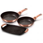 Berlinger Haus Conjunto de Frigideiras 22 26cm e Chapa para Grelhar Indução, Aluminium, Pfoa Livre Ouro Rosa Rose Gold