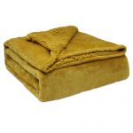 Briebe Manta de Sofa, Cobertor de Sedalina com Tela de Sherpa 220 X 240cm Quente, Grossa e Extra Macia Mostarda 93690