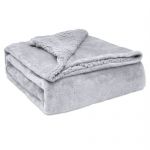 Briebe Manta de Sofa, Cobertor de Sedalina com Tela de Sherpa 130 X 160cm Quente, Grossa e Extra Macia Cinzento Claro