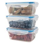 Briebe Conjunto de 3 Recipientes de Plástico para Alimentos com Tampa Hermética, Microondas, Congelador
