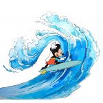 Komar Fotomural Disney By IADX6-007 Mickey Surfing Branco/preto/azul 300x280 (cm)