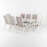 Edenjardin Conjunto Aluminio para Exterior. Mesa Extensível 215-295 e 8 Cadeiras Reclináveis e Dobráveis Branco - AT13753C879
