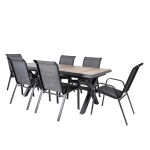 Edenjardin Conjunto Mesas e Cadeiras Empilháveis para Exterior, Mesa Extensível 202 a 264 cm, Alumínio e Cerâmica, Antracite - AT14097C1691