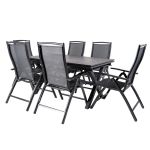 Edenjardin Conjunto Mesas e Cadeiras Reclináveis para Exterior, Mesa Extensível 150 a 250 cm, Alumínio e Vidro, Antracite - AT14095C2332