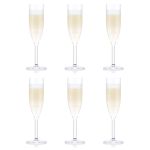 Bodum Oktett 6 Copos para Champagne (flute) em Plástico, Inquebráveis e Reutilizáveis, 0,12L, Transparente