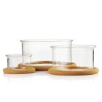 Bodum Hot Pot Set Set de 3 Taças em Vidro com Base em Cortiça, 0.25 L, 1.0 L, 2.5 L, Transparente