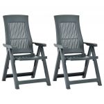 Cadeiras de Jardim Reclináveis 2 Peças Plástico Verde - 48764