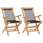 Cadeiras de Jardim Dobráveis 2 Peças Madeira Teca Maciça e Corda - 49362