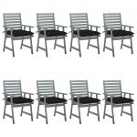 Cadeiras de Jantar Exterior com Almofadões 8 Peças Acácia Maciça - 3078453