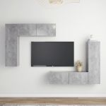 4 Peças Conjunto de Móveis de TV Contraplacado Cinzento Cimento - 3079110