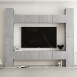 8 Peças Conjunto de Móveis de TV Contraplacado Cinzento Cimento - 3079071