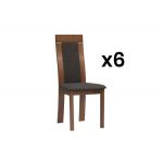 Vente Unique Conjunto de 6 Cadeiras Belinda Faia e Tecido Castanho Noz e Antracite