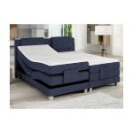 Palacio Conjunto Boxspring Cabeceira de Cama + Sommier de Relaxamento Elétrico + Colchão + Sobre-colchão Castel 2x80x200 -tecido Efeito Ganga